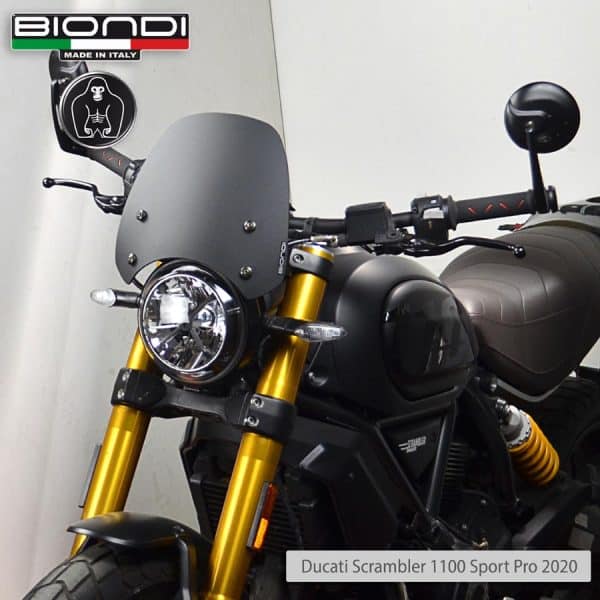 Ducati Scrambler 1100 /800/ 400 - BIONDI plexi štít Sport Black satin 26,5 cm + montážna sada - Image 2