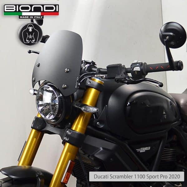 Ducati Scrambler 1100 /800/ 400 - BIONDI plexi štít Sport Black satin 26,5 cm + montážna sada