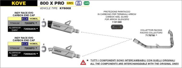 KOVE 800X Pro výfuk Arrow Indy Race Evo - Image 3