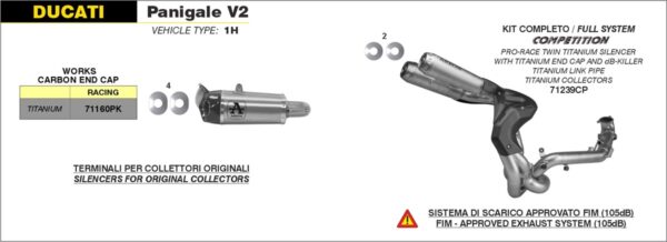 Ducati Panigale V2 výfuk Arrow Pro Race Competition Full Titanium - Image 3