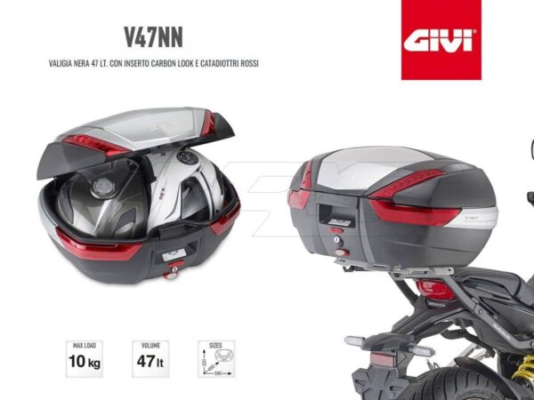 VOGE SR4 350 zadný kufor GIVI V47 Red 47L+ nosič - Image 3